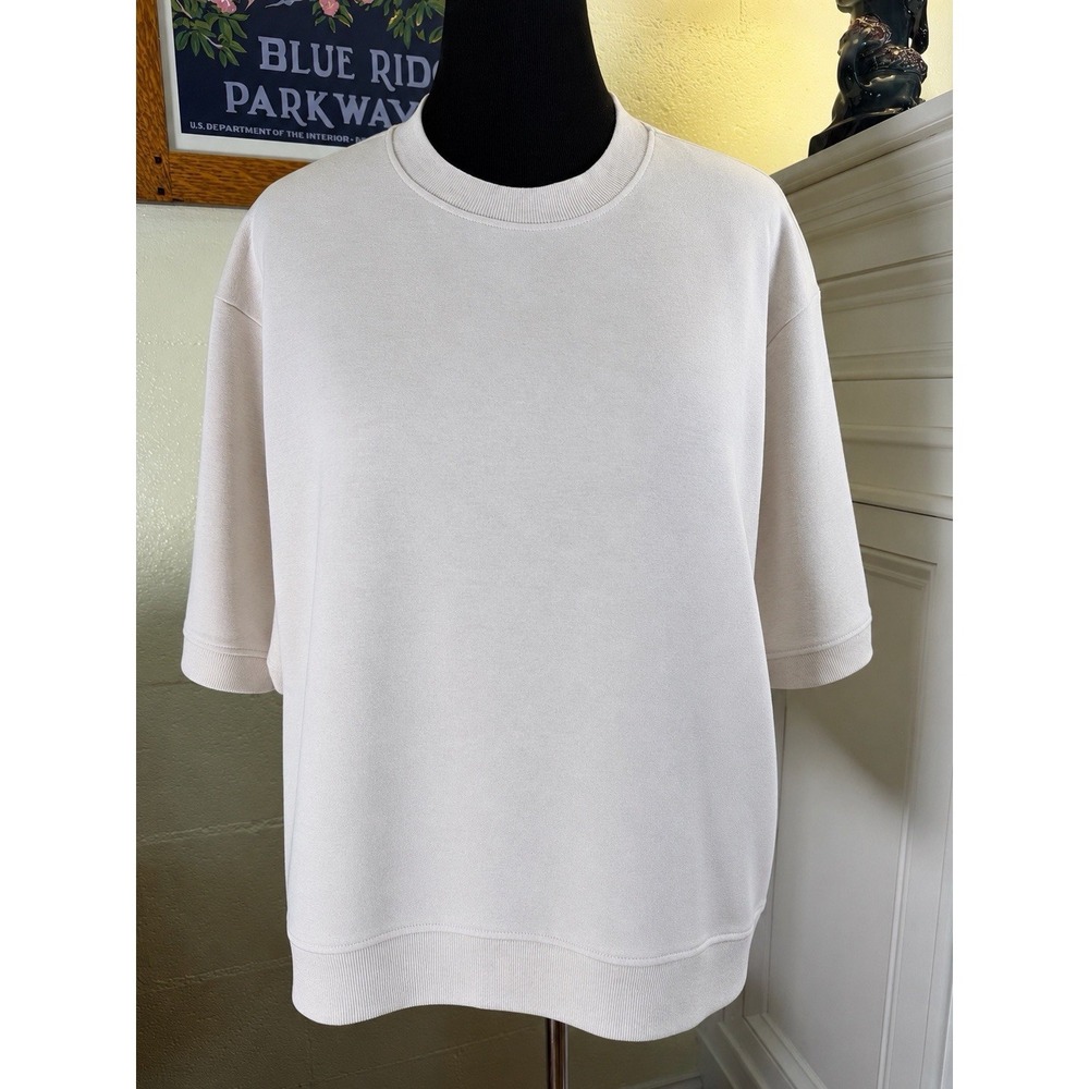 Pact Organic Cotton Cream Short Sleeve Sweatshirt Top XXL Oversized